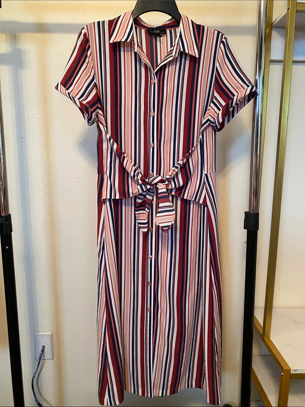 Women’s Striped Button-Front Shirt Dress